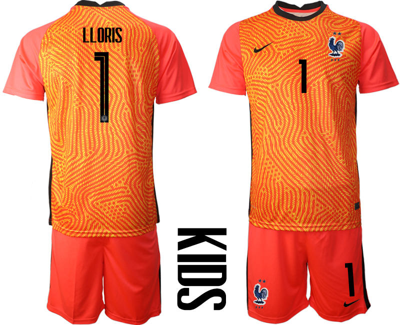 2021 France red goalkeeper youth #1 soccer jerseys